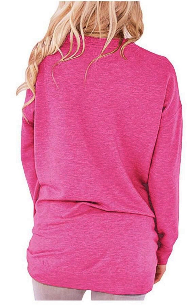 onlypuff Cute Shirts for Women Pocket T Shirts Long Sleeve Tops Womens Tunic Top Ladies Blouse Fashion Top Rose XL - Image 4